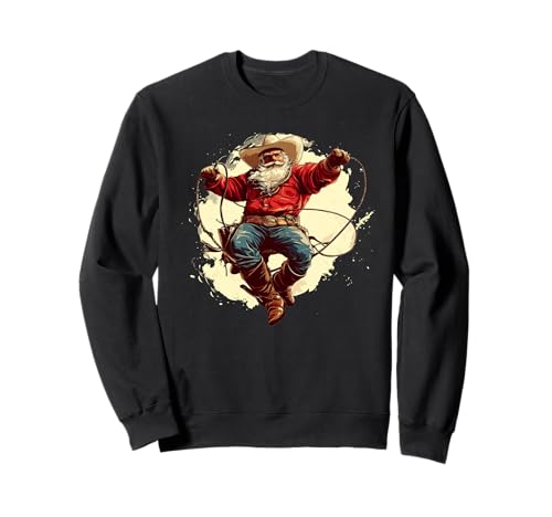 Cowboy de Noël Cool dans Une Torsion de Père Noël Sweatshirt