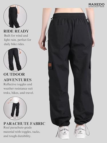 Image of Parachute Pants for Women - Water-Resistant Cargo Pants for Women | Stylish Activewear for Travel, Office, Gym, Trekking & Everyday Comfort | Korean Pants for Woman