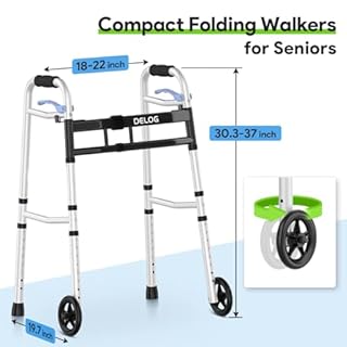 Delog Narrow Walkers for Seniors, Small Walkers for Seniors Tight Spaces Support Up to 350lbs, Standard Walkers for Adults