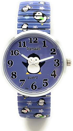 Varsales Ocean Sea Beach Theme Women's Novelty Elegant Stretch Elastic Band Analog Quartz Fashion Watch (Penguin Design 1)