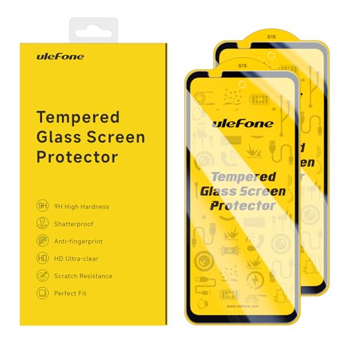 Ulefone 2-Pack Screen Protector Armor 24, Shatterproof Tempered Glass [9H Hardness] [99.99% HD Clear] [Anti Fingerprint] Perfect Fit Armor 24