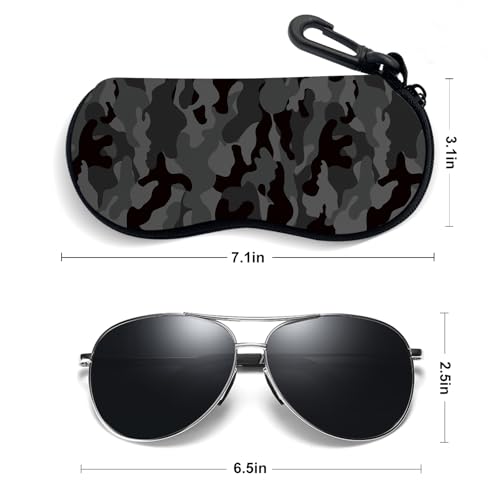 Image of Sunglasses Soft Case, Ultra Light Portable Neoprene Zipper Glasses Case for Men Women