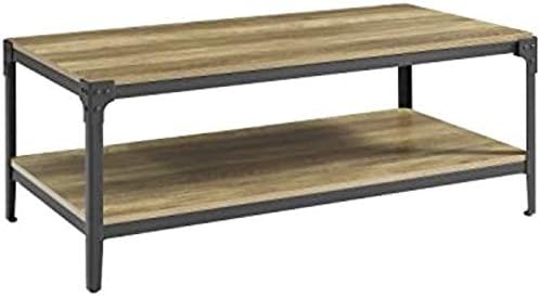 Walker Edison Declan Urban Industrial Angle Iron and Wood Coffee Table, 46 inch, Rustic Oak