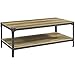 Walker Edison Furniture Company Rustic Farmhouse Rectangle Wood and Metal Frame Coffee Accent Table Living Room 2 Tier Storage Shelf, 46 inch, Reclaimed Barnwood