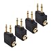 Valefod 4-Pack Airline Airplane Flight Adapters for Headphones, Golden Plated 3.5mm Jack
