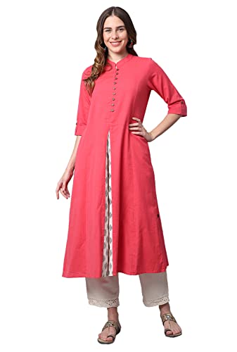 Pistaa's Women Cotton Printed Cut Regular Kurta - Image 3