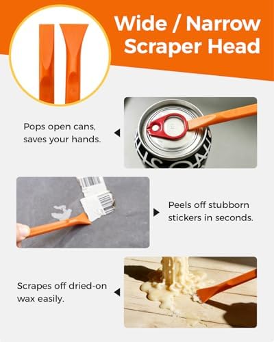 12Pcs Plastic Scraper Tool, Crevice Cleaning Tool, Non-Scratch Car Detailing Supplies for Cleaning, Versatile Label/Sticker Remover & Peeler Tool for Tight Spaces (Orange-12Pcs) - 3
