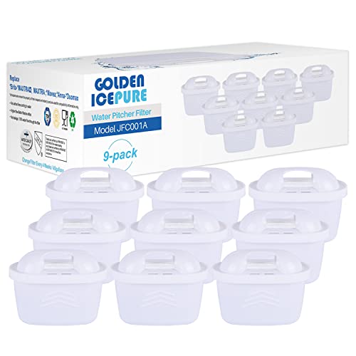 GOLDEN ICEPURE TÜV SÜD Certified Water Filter Replacement for Brita Maxtra+, Maxtra Plus, Mavea, Anna Duomax Pack of 9