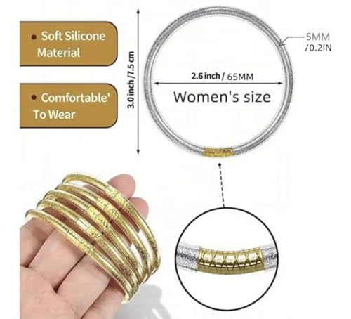 Jelly Bangle Bracelets Set Lightweight Cute Glitter Filled Stack Silicone2