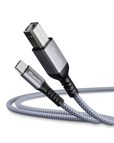 Ruaeoda Type C Printer Cable 6 ft, HP USB C Male to B Male Printer Scanner Cord USB C to B Cable for MacBook Pro, Air, MIDI Cable for Yamaha Casio Digital Piano, MIDI Keyboard, Controller, DAC to 1Pad