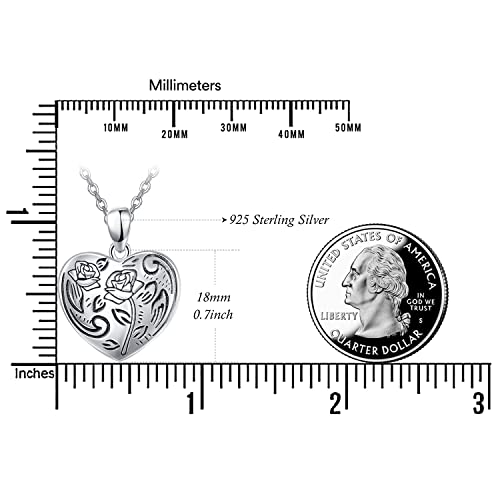 Dreamboat Rose Flower Locket Necklace For Women Sterling Silver Heart Locket That Holds Pictures Photo Keepsake Pendant Necklace Rose Flower Locket Jewelry Gifts #TOP5