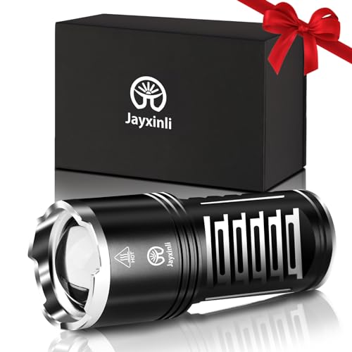 42% off - Jayxinli Torches LED Super Bright 500000 Lumen Rechargeable, Powerful Torch 3 Light Modes and 10800 mAh Long-Lasting Battery, Zoomable, High Powered, Bright Torch for Camping & Home
