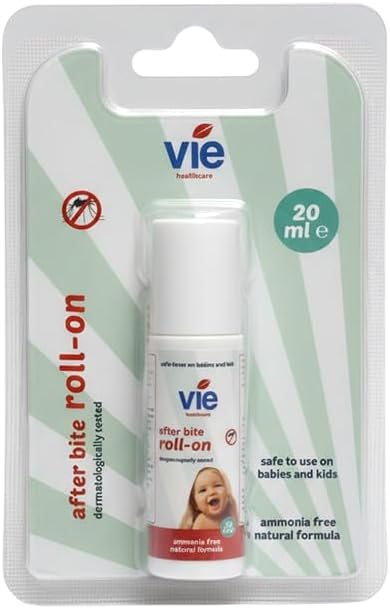 VIE Healthcare Afterbite Roll on, 20ml | Fast Mosquito & Insect Bite Relief | Anti-Itch Treatment for Bug Bites & Skin Irritations | Natural Formulation | Safe for Babies & Kids | Travel-Friendly