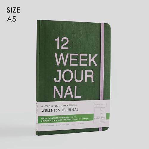 Image of myPAPERCLIP 12 Weeks Wellness Journal | A5 Size, 210 Pages, 80 GSM | 84 Daily, 12 Weekly, 3 Monthly Review Pages | Wellness Log, Mindful Habits, Reflection (Green)