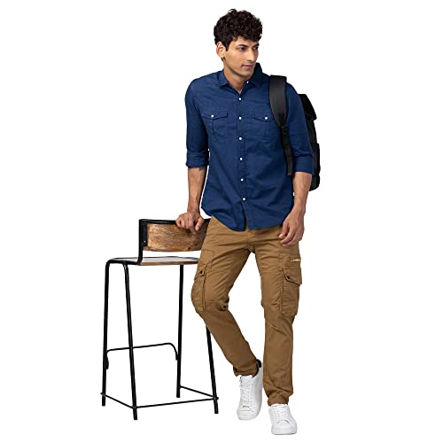 Image of Spykar Men's Slim Fit N /A Full Sleeve Solid Casual Shirts