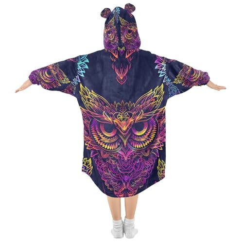 Couverture à capuche enfant pour soirées pyjama hibou - 2