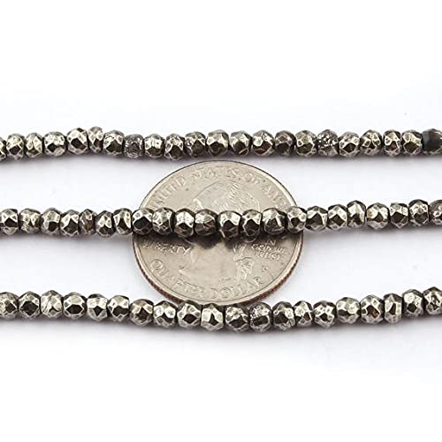 Perles en pyrite naturelle 4mm rondelles facettées LKBEADS fil de pierre gemme 13 pouces
