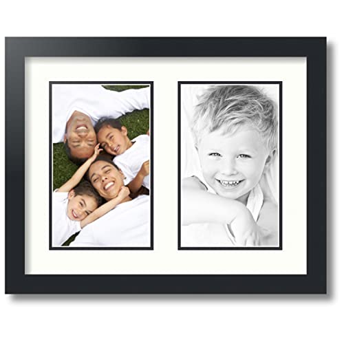 ArtToFrames Collage Photo Frame Double Mat with 2 - 6x10 Openings and Satin Black Frame