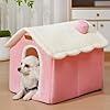 Dog House Indoor Memory Sponge, Foldable Dog House Kennel Bed Mat with Cushion for Small Medium Large Dogs Cats, Winter Warm Cat Nest Puppy Cave Sofa Pet Products (Pink, M)