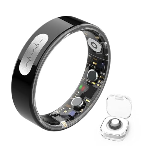 HGTRH Anillo Inteligente para Hombre Y Mujer, Anillo de Fitness con Monitor de ECG Recuento De Pasos MonitorizacióN del SueñO PresióN Arterial Y Frecuencia Cardíaca Control Remoto de La CáMara 8#