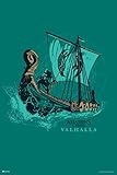 Assassins Creed Valhalla Wall Decor Viking Ship Bedroom Poster Gaming Viking Green Background Video Game Merchandise Collectors Assassin's Creed Gamer Art Cool Wall Decor Art Print Poster 12x18