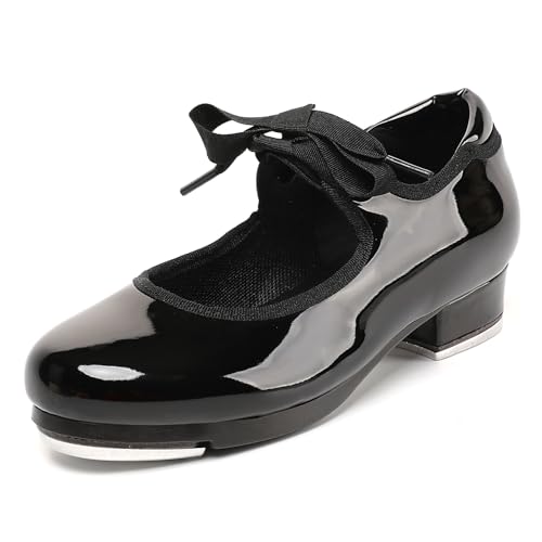 Tap Shoes for Girls Boys, Unisex Kids Tap Dance Shoes for Toddler, Lace-up Mary Jane Tap Shoes