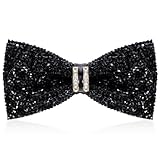 Neyauo Black Rhinestone Bow Tie Glitter Mens Pre-Tied Bow Ties Adjustable Glitter Sequin Bowtie for Men Sparkle Shiny Bowtie for Banquet Carnival Party Christmas Fancy Dress