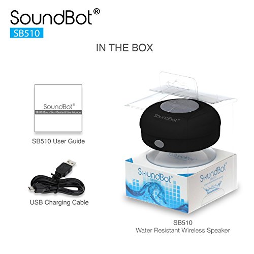 SoundBot SB510 HD Water Proof Bluetooth 3.0 Speaker, Mini Water Resistant Wireless Shower Speaker, Handsfree Portable Speakerphone with Built-in Mic