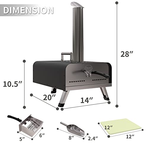 Outdoor Pizza Oven, Wood Fired Pizza Oven For Outside, Gift Package & Recipe & 12" Pizza Stone Included, Black #TOP5