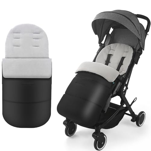 Universal Pram Footmuff 2 In 1 Detachable Pushchair Fleece Lined Foot Cover Waterproof Windproof Baby Stroller Footmuff Infant Toddler Buggy Winter Thick Warm Footmuff with Adjustable Side Zips