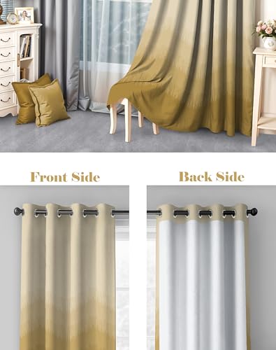 Image of Casableu Kivo Digital Print 85% Blackout Curtains for Door /Window, Thermal Insulated, Tie Back, Wider Width 50 in, Eyelet Curtains for Living Room /Bedroom (Cream 7 ft Set of 2)