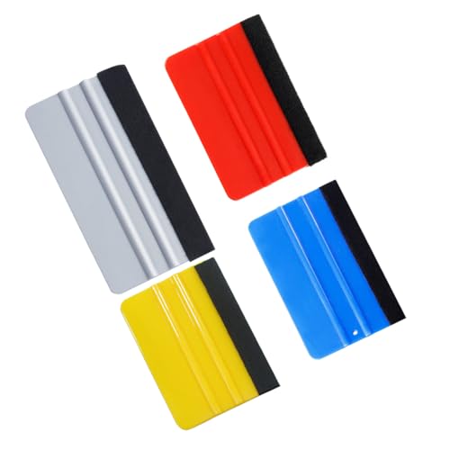 LAKJUOZ 4 Pièces Raclette Pour Covering, Raclette Pour Film,Kit Raclette Covering Coloré Avec Bord En Feutre, Raclette Pour Poser Film, Film Teinté Voiture, Teinte De Fenêtre, Autocollant