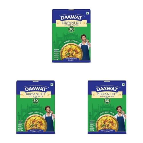 Image of Daawat Biryani Kit Hyderabadi | Authentic Recipe | Ready in 30 min | Ready to Cook 334 gm /410gm (Weight may vary) (Pack of 3)