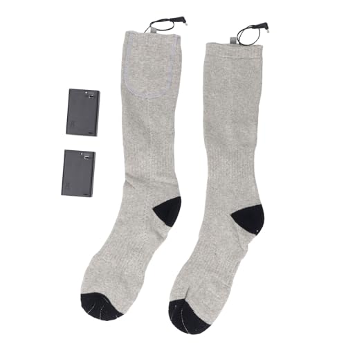 ZJchao Electric Heated Washable Socks Rechargeable Unisex Heating for Skiing Hiking Camping (Gray)