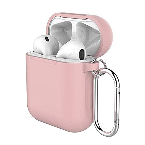 Airpods case,Erwubala Airpod Protective Case Cover Soft Silicone Skin with Keychain Compatible for Apple Airpods 2 & 1(Pink)