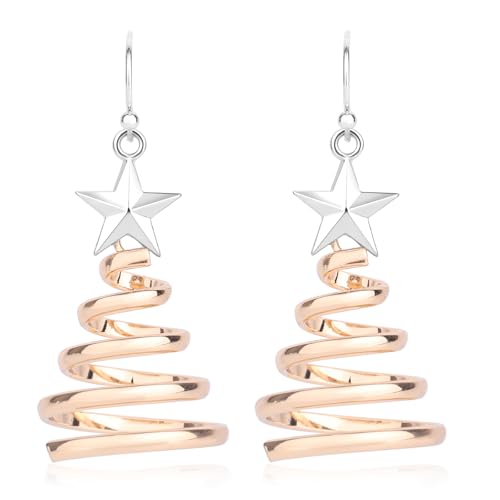 Christmas Tree Earrings for Women, Christmas Themed Dangling Earring Spiral Drop Dangle Earrings Xmas Jewelry Holiday Jewellery for Party Jewelry Festival Decoration Women Girls Gifts