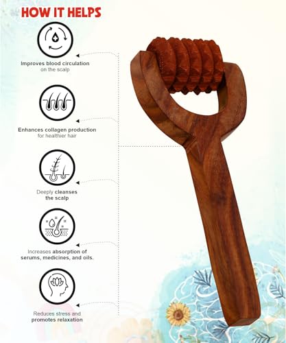 Image of Flavoma [LONG HANDLE] Balyantra Wooden Roller Massager For Scalp | Acupressure Roller Massage | Head Massager For Hair Growth | Manual Head Massager | Promotes Hair Growth | Dandruff Removal