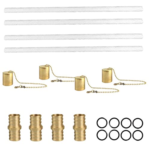 Hongjingda 5 antorcha citronela | Luces para antorchas Patio al Aire Libre | El Juego antorchas Mesa Contiene 4 antorcha Larga duración, Cubierta lámpara Cobre y Soporte Mecha latón