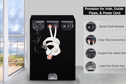 Image of Wings Star Waterproof Top Load Fully Automatic Washing Machine Cover for 8 Kg, 8.5 Kg, 9 Kg, 9.5 Kg (Black) - 63 x 63 x 93 cms