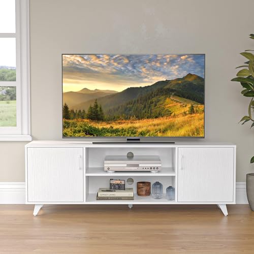 Panana Mid Century TV Stand Entertainment Center with 2 Doors, Wooden Medial Console Table for Living Room Furniture, 53.5