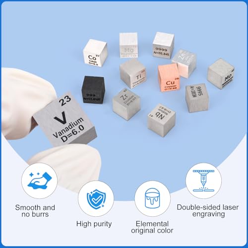 Image of 0.39 inch Vanadium Metal Element Cube 10MM Density Cubes 99.9% High Purity, Periodic Table of Elements Collection for Element Collections Hobbies, Pure Vanadium Cube(V 0.39 Inch)