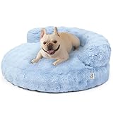 EHEYCIGA Dog Bed Medium Size Dog, Fluffy Small Dog Couch with Removable Washable Cover, Bolster Pet Sofa, Waterproof and Non-Slip, 30' x 30'x 8.5', Blue