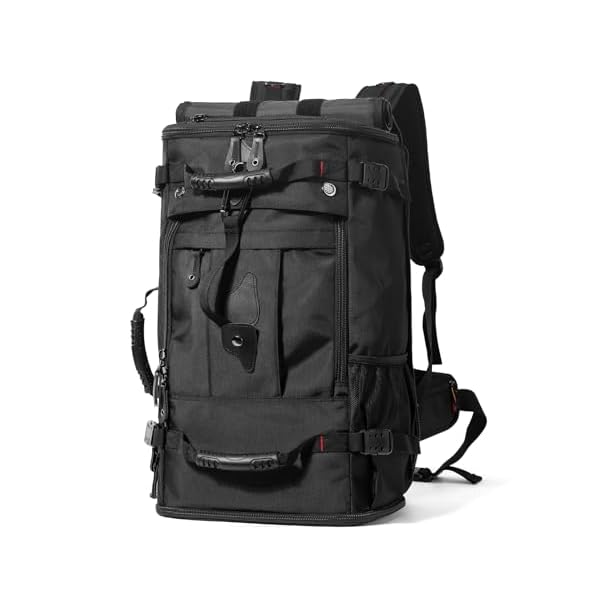 YOUMIAN Large Capacity For Travel Hiking Sports Carry On Backpack Durable Convertible Duffle Bag Laptop airplane (Black, 60L-Large DualMainOpening)