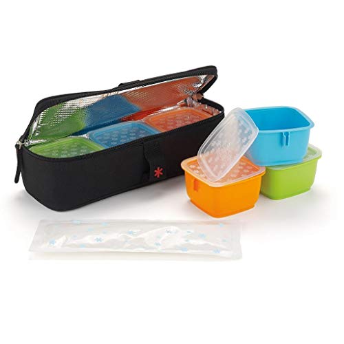 Image of Skip Hop Baby Insulated 14-piece Bento Clix Mealtime Travel Kit, 3 Microwaveable Containers, Black
