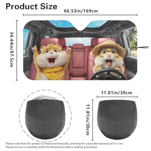 Image of Hamster Sunshade Visor Car Windshield Sun Shade Easy Installation Foldable Automotive Interior Accessories for Sun Protection Sun Shade for UV Protection Easy Storage