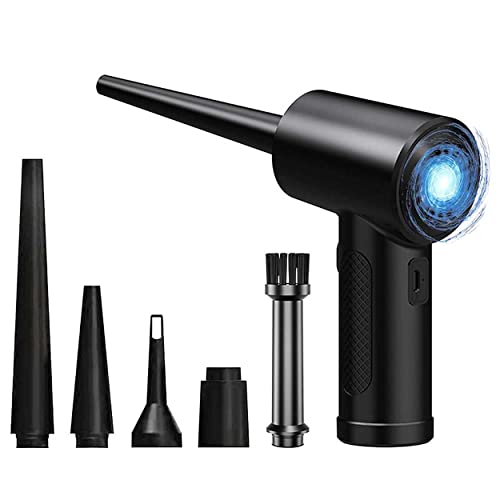 JZWLW Elektrische Staubgebläse, 6000mAH Akku Schnellladung Air Duster mit LED-Licht Tastatur Reiniger 5100 U/min Elektrische Druckluftspray für Laptop Sofa PC und Auto Cover
