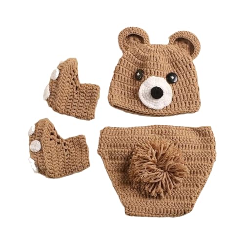 3Pcs Cute Bear Newborns Photography Costume Soft and Warm Kn
