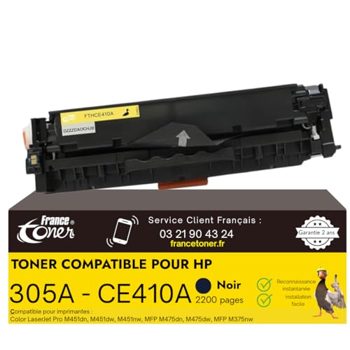 FranceToner 305A Cartuchos de tóner de Repuesto compatibles para HP 305A 305X para HP LaserJet Pro 400 Color MFP M475DN M451NW M451DN HP LaserJet Pro 300 Color M351A M375NW (Cian)