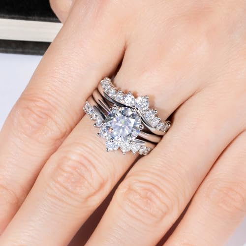 Anuclub Moissanite Engagement Rings Bridal Set 4.52Cttw D Color Vvs1 925 Sterling Silver Lab Created Diamond Wedding Promise Ring For Women With Certificate 7 thumb #8