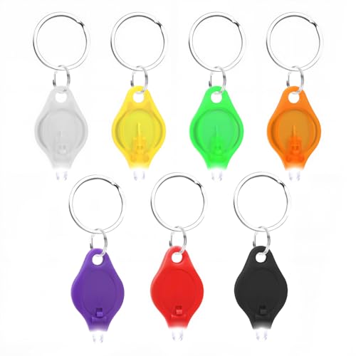 7Pc Mini Keyring Torch with Built in Batteries Portable Key 